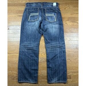 Helix N56 Loose Straight Jeans Mens 36x34 Dark Wash Whiskered Skater Grunge Y2K